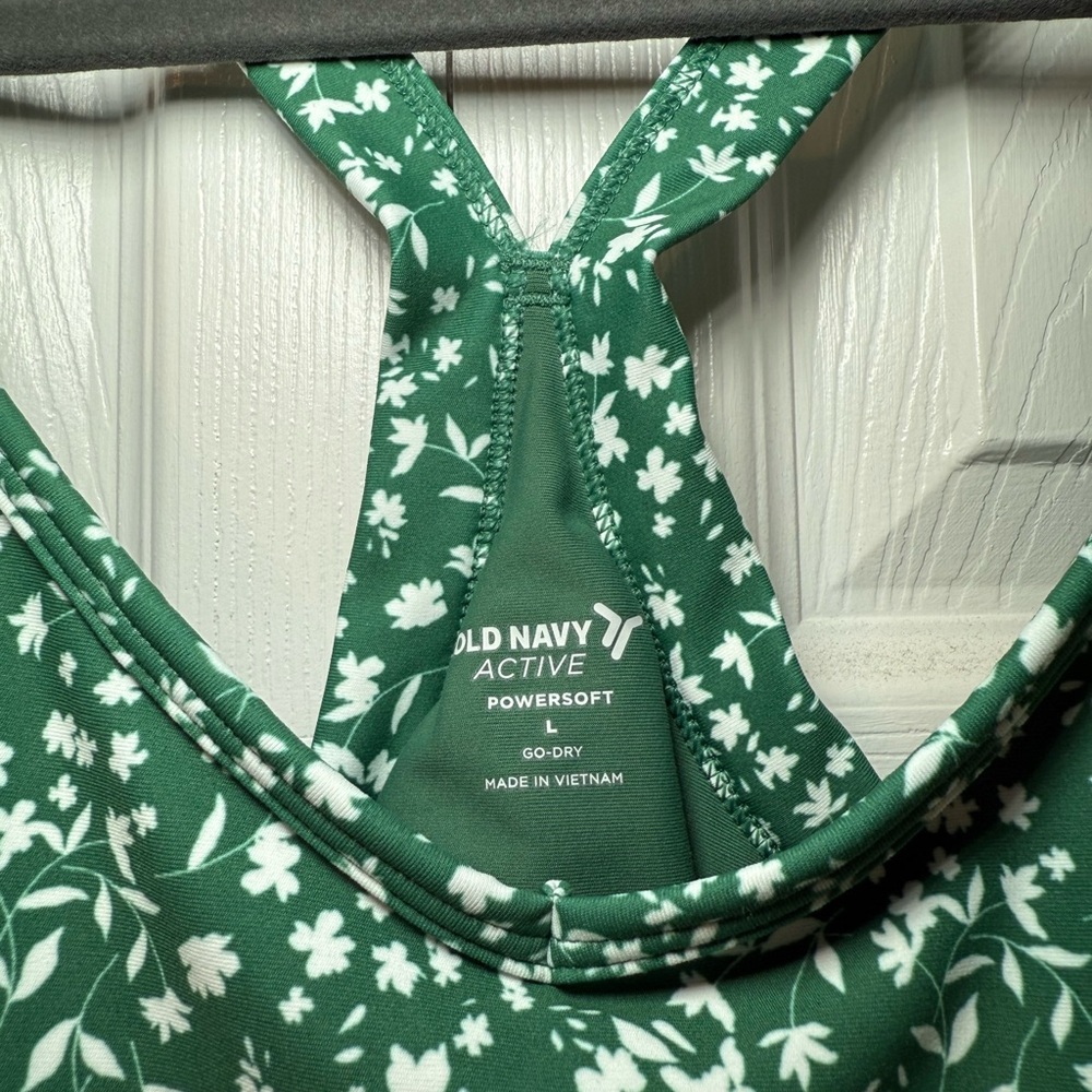 Old Navy Green and White Floral Activewear Romper - Picture 3 of 7
